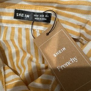 SHEIN Yellow and White Striped Top